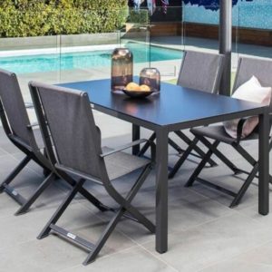 NEW AMBER 5 PIECE OUTDOOR DINING SETTING 1500MM TABLE WITH 4 CHAIRS RRP$699
