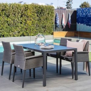 NEW RUBY 5 PIECE DINING SETTING RATTAN WITH 1500MM TABLE AND 4 CHAIRS RRP$799