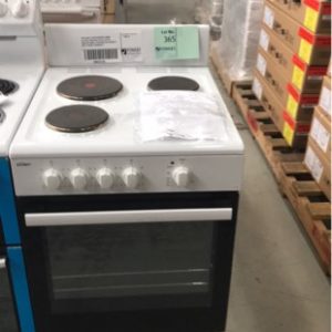CHEF WHITE FREESTANDING 540MM ELECTRIC OVEN WITH EGO ELECTRIC COOKTOP MODEL CFE532WB S/N C84400787 WITH 3 MONTH WARRANTY