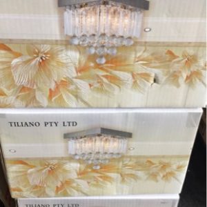 NEW MODERN STYLE GLASS CHANDELIER CLEAR 4 HEAD SQUARE FITS E14 240V