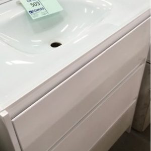 LUSH 750MM FREESTANDING VANITY GLOSS WHITE WITH 3 DRAWERS GLASS TOP RRP$749