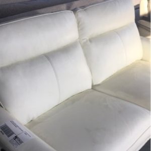 EX DISPLAY WHITE LEATHER 2 SEATER COUCH WITH ELECTRIC RECLINERS