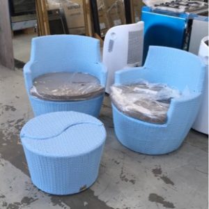 EX DISPLAY DESIGNER OUTDOOR FURNITURE ZEN WICKER SET TWO TUB CHAIRS & COFFEE TABLE RRP$799