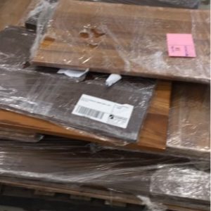 PALLET OF ASSORTED TIMBER VANITY TOPS SOLD AS IS