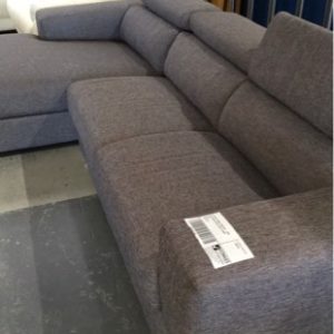 EX DISPLAY HOME FURNITURE - DARK GREY UPHOLSTERED CHAISE LOUNGE SUITE SOLD AS IS
