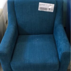 EX DISPLAY HOME FURNITURE - TEAL UPHOLSTERED ARM CHAIR SOLD AS IS