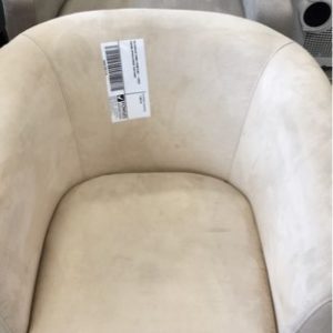 EX DISPLAY HOME FURNITURE - LARGE CREAM UPHOLSTERED TUB CHAIR