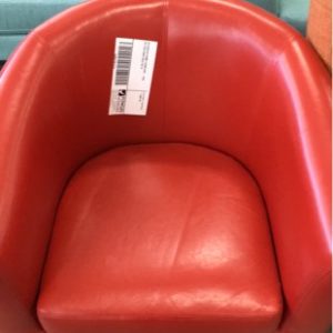 EX DISPLAY HOME FURNITURE - RED PU TUB CHAIR SOLD AS IS