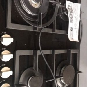 EX SHOWROOM DISPLAY EURO ES60GFDBL 600MM BLACK GLASS 4 BURNER GAS COOKTOP WITH SIDE WOK FRONT CONTROLS RRP$866 WITH 3 MONTH WARRANTY