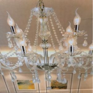 NEW FRENCH PROVINCIAL VINTAGE STYLE GLASS CHANDELIER CLEAR - 12 ARMS FITS E14 240V