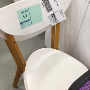 EX RETAIL DISPLAY - WHITE & TIMBER DINING CHAIR SOLD AS IS