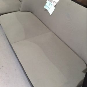 EX HIRE - OLIVE GREY MODERN 2 SEATER COUCH SOLD AS IS