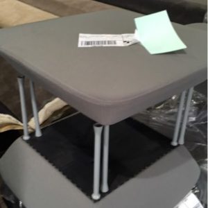 EX HIRE - OLIVE GREY MODERN OTTOMAN SOLD AS IS