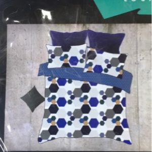 EX DISPLAY HOME FURNITURE - PATTERNED KING DOONA SET SOLD AS IS