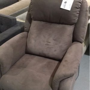 SECOND HAND CUSTOM MADE FURNITURE BURNLEY ELECTRIC LIFT RECLINER WARWICK MACRO SEUDE SOLD AS IS