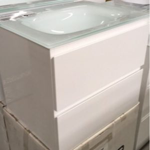 NOVA 600MM WALL HUNG VANITY WITH 2 DRAWERS WITH GREEN GLASS TOP NOVA600/WHT600 RRP$499