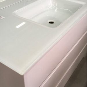 LUSH 1200MM GLOSS WHITE FREESTANDING VANTIY WITH 3 DRAWERS GLASS TOP RRP$999 LUSH/WHT1200GR