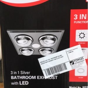 NEW HELLER 3 IN 1 BATHROOM CEILING HEATER WITH EXHAUST FAN & LED LIGHT
