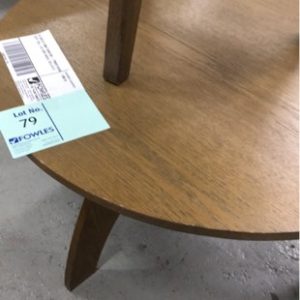 EX DISPLAY HOME FURNITURE - TIMBER ROUND COFFE TABLE HAS SOME MARKS SOLD AS IS