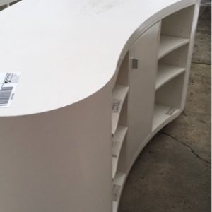 EX OFFICE KIDNEY SHAPED DISPLAY COUNTER SOLD AS IS