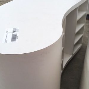EX OFFICE KIDNEY SHAPED DISPLAY COUNTER SOLD AS IS