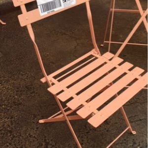 EX HIRE - APRICOT METAL GARDEN CHAIR SOLD AS IS