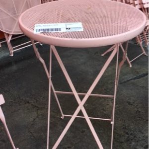 EX HIRE - APRICOT METAL GARDEN BAR TABLE SOLD AS IS