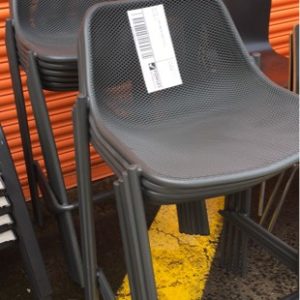 EX HIRE - GREY METAL BAR STOOLS SOLD AS IS