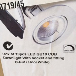 BOX OF 10 PCE CREE LED GU10 COB DOWNLIGHT WITH SOCKET AND FITTING