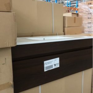1200MM DARK WENGE WALL HUNG VANITY WITH WHITE CERAMIC VANITY TOP 821-1200WH ( 2 BOXES ON PICK UP)