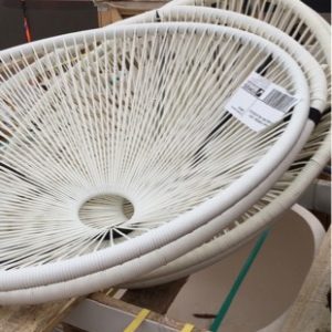 EX DISPLAY HOME FURNITURE - WHITE CABLE BUCKET CHAIR - NO LEGS SOLD AS IS