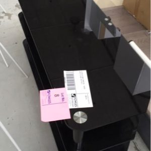 EX DISPLAY HOME FURNITURE - BLACK GLASS TV STAND SOLD AS IS