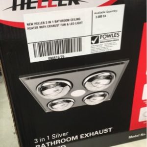NEW HELLER 3 IN 1 BATHROOM CEILING HEATER WITH EXHAUST FAN & LED LIGHT