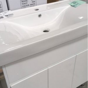 900MM GLOSS WHITE VANITY FINGER PULL DRAWERS RIGHT WITH WHITE CERAMIC TOP VPB900-S439