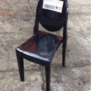 EX - HIRE BLACK VICTORIA GHOST CHAIR BLACK SOLD AS IS