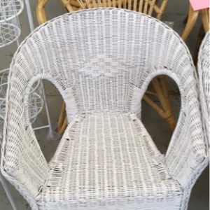 WHITE WICKER ARM CHAIRS
