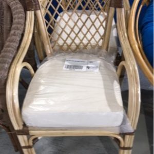 CANE ARM CHAIRS WITH WHITE CUSHIONS