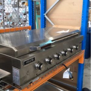 NEW EURO 1200MM BUILT IN BBQ FLAT LID MODEL EAL1200FBQ ALL S/STEEL WITH 6 BURNERS BLUE LED ROUND KNOBS 2 CAST IRON COOKING GRILLS REVERSIBLE CAST IRON GRIDDLE PLATE PUSH BUTTON IGNITION 304 GRADE S/STEEL RRP$1799