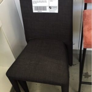 EX DISPLAY GREY FABRIC DINING CHAIRS BACK ARMCHAIR WITH BLACK STEEL LEGS (SOLD AS IS)