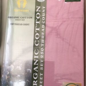 ORGANIC COTTON PERCALE 250 THREAD COUNT SHEET SET - DOUBLE SIZE ROSE PINK