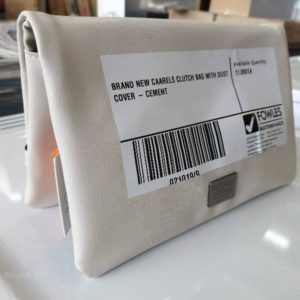 BRAND NEW CAARELS CLUTCH BAG WITH DUST COVER - CEMENT