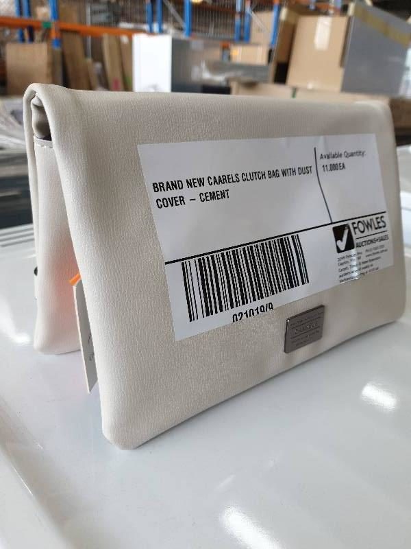 BRAND NEW CAARELS CLUTCH BAG WITH DUST COVER - CEMENT