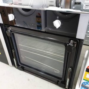 BAUMATIC BSO65 TITANIUM & BLACK 600MM ELECTRIC OVEN 5 COOKING FUNCTIONS WITH 3 MONTH WARRANTY **BROKEN GLASS DOOR SOLD AS IS^^