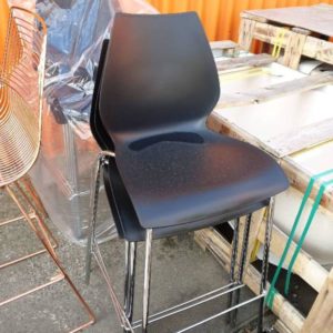 EX HIRE BLACK AND CHROME BAR STOOL SOLD AS IS