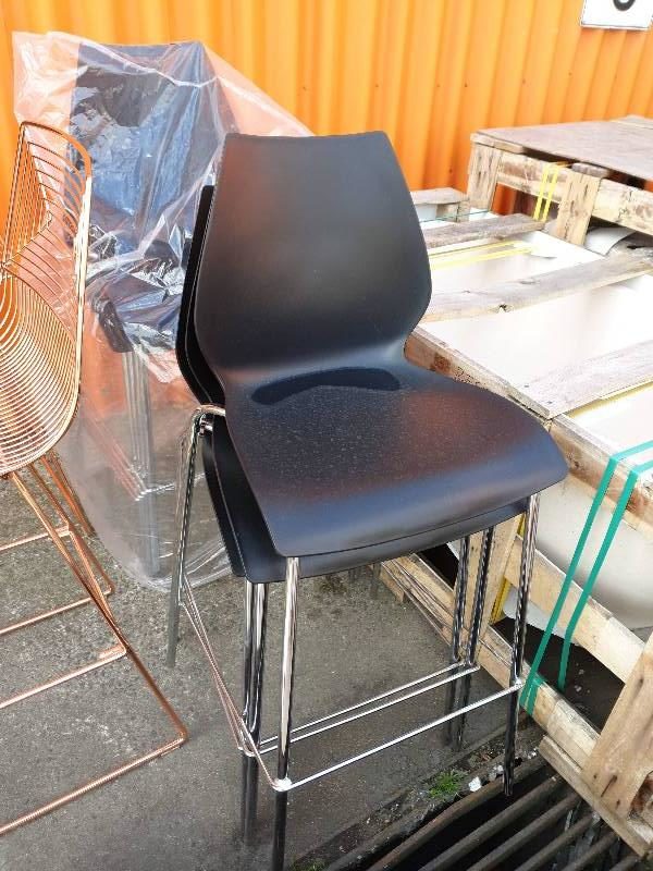 EX HIRE BLACK AND CHROME BAR STOOL SOLD AS IS