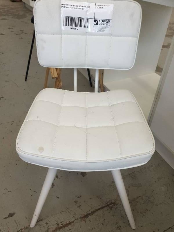 LAFORMA DESIGNER DINING CHAIR LOLA WHITE WITH WHITE LEGS RRP$279
