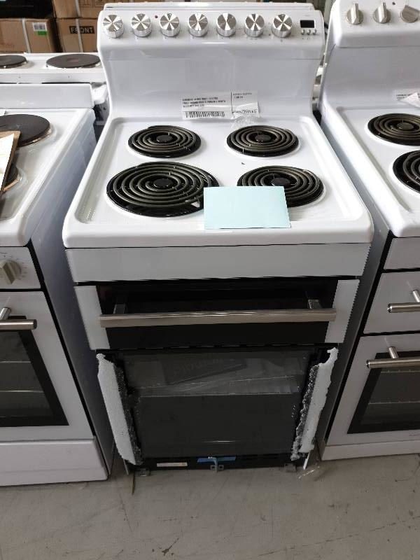 EUROMAID 540MM WHITE ELECTRIC FREESTANDING COOKER FRR54W 3 MONTH WARRANTY RRP $899 **BROKEN GLASS DOOR SOLD AS IS**