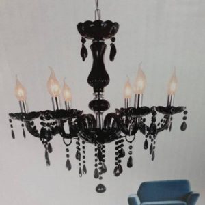 NEW FRENCH PROVINICIAL VINTAGE STYLE GLASS CHANDELIER BLACK - 6 ARMS FITS E14
