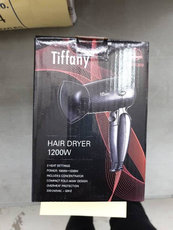 TIFFANY 1200W TRAVEL FOLDABLE COMPACT HAIR DRYER 2 SPEED 1.6M
