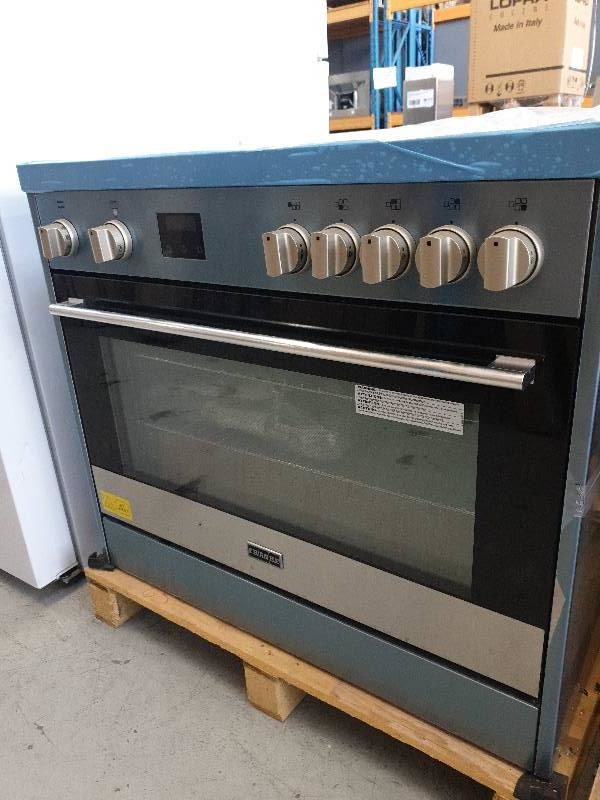 NEW EX DISPLAY FRANKE 900MM FREESTANDING OVEN FFD090X5S DUEL FUEL WITH 5 BURNER GAS COOKTOP WITH ELECTRIC OVEN 11 COOKING FUNCTIONS WITH TRIPLE GLAZED DOOR AND STORAGE COMPARTMENT WITH 6 MONTH WARRANTY